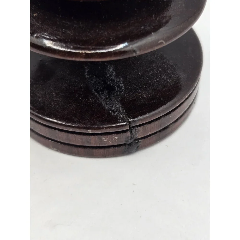 Antique Hand Made Turned Wood Gothic Style Wooden Candle Stick Holder Old World
